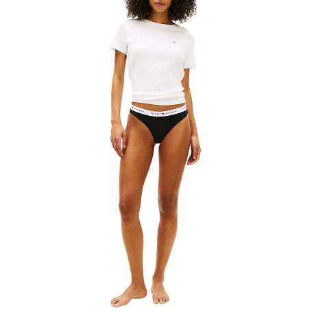 Lot de 3 tangas en coton noirs unis pourvus d'une taille élastiquée - Image 3