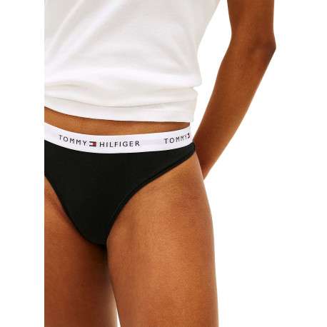 Lot de 3 tangas en coton noirs unis pourvus d'une taille élastiquée - Image 5