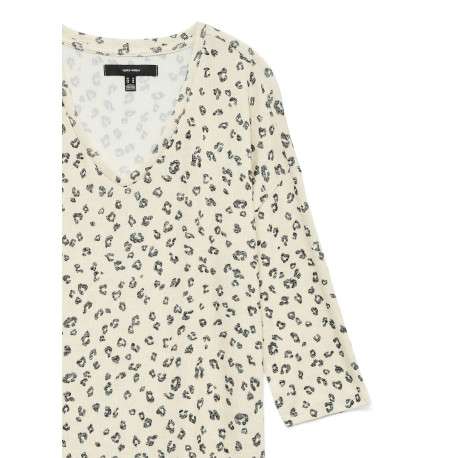 Pull motif léopard à coupe droite pourvu d'un col v et de manches longues - Image 2