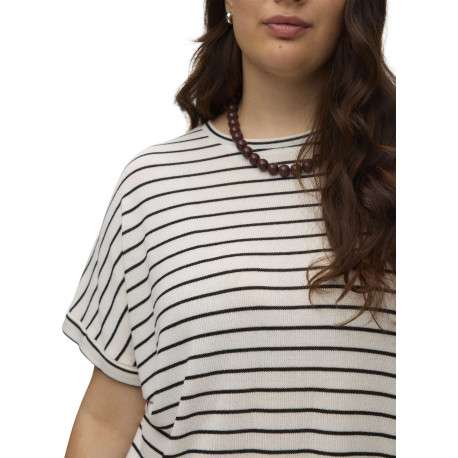 T-shirt écru à coupe droite pourvu d'un col rond et de manches courtes - Image 4