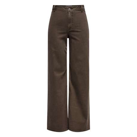 Pantalon chino marron à coupe ample pourvu d'une fermeture zippée et boutonnée
