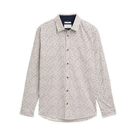 Chemise en coton écrue à coupe droite pourvue d'un col à revers