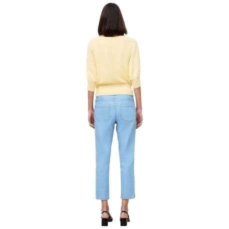 Jean en coton bleu à coupe droite pourvu de coutures contrastées - Image 3