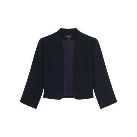 Blazer marine à coupe droite pourvu de manches longues avec petite fentes