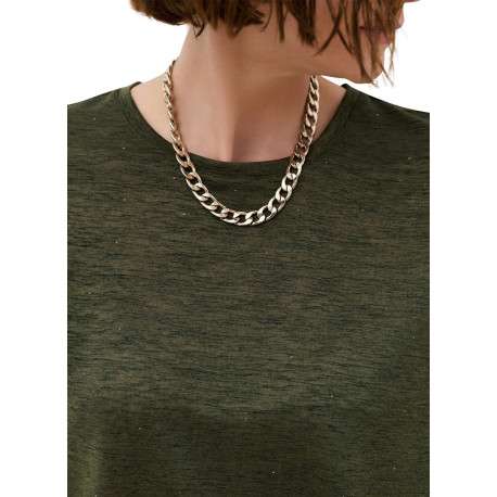 T-shirt kaki à coupe droite pourvu d'un col rond et de manches courtes - Image 4