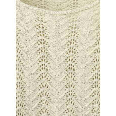 Pull en coton beige uni pourvu d'une coupe évasée et de manches longues - Image 2