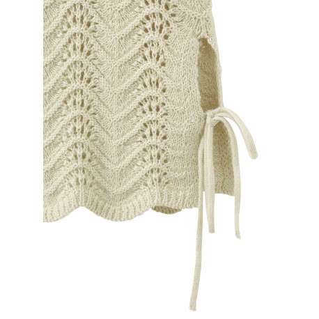 Pull en coton beige uni pourvu d'une coupe évasée et de manches longues - Image 3