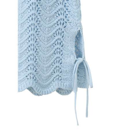 Pull en coton ciel uni pourvu d'une coupe évasée et de manches longues - Image 3