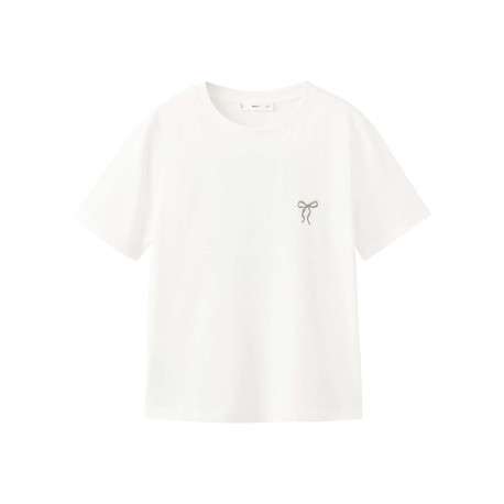 T-shirt en coton blanc uni pourvu d'un col rond et d'une coupe droite