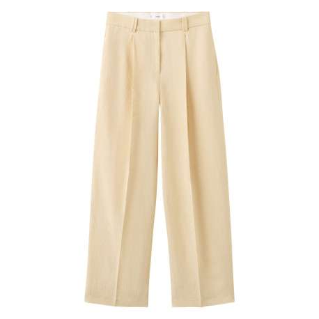 Pantalon chino jaune uni pourvu d'une coupe bootcut et d'une taille haute