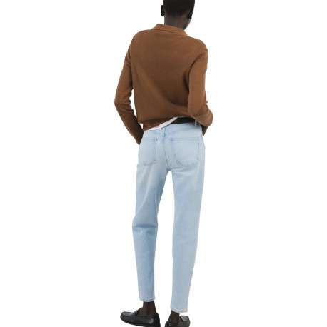 Jean en coton stone uni pourvu d'une coupe bootcut et d'une taille haute - Image 3