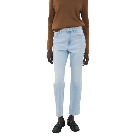 Jean en coton stone uni pourvu d'une coupe bootcut et d'une taille haute - Image 4