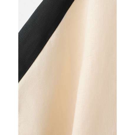 Top en lin beige uni pourvu d'une coupe droite et de manches longues - Image 3