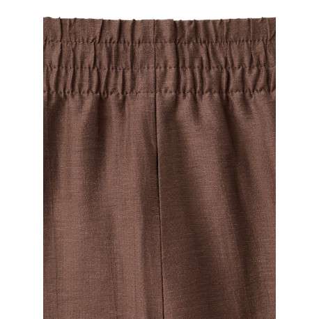 Pantalon chino chocolat uni pourvu d'une coupe large et d'une taille haute - Image 2