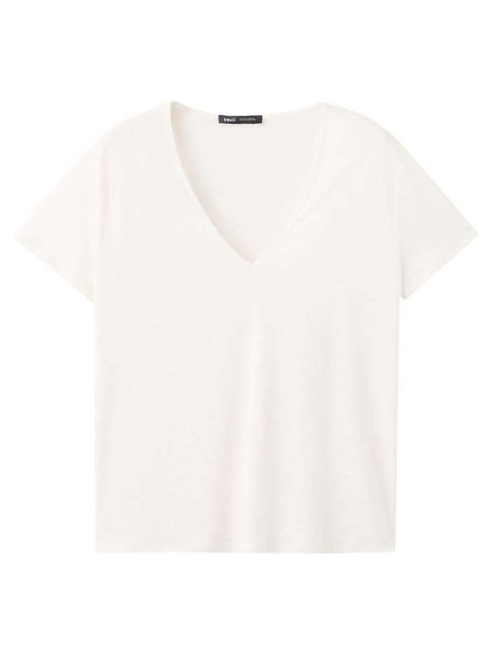 T-shirt en lin blanc uni...