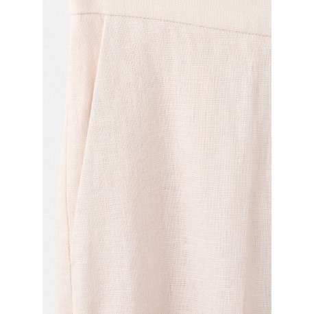 Pantalon chino en lin beige uni pourvu d'une taille intermédiaire - Image 3