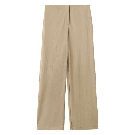 Pantalon chino chocolat uni pourvu d'une coupe bootcut et d'une taille haute