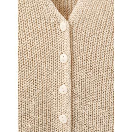 T-shirt beige uni sans manche pourvu d'une coupe droite et d'un col v - Image 2