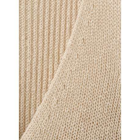 T-shirt beige uni sans manche pourvu d'une coupe droite et d'un col v - Image 3