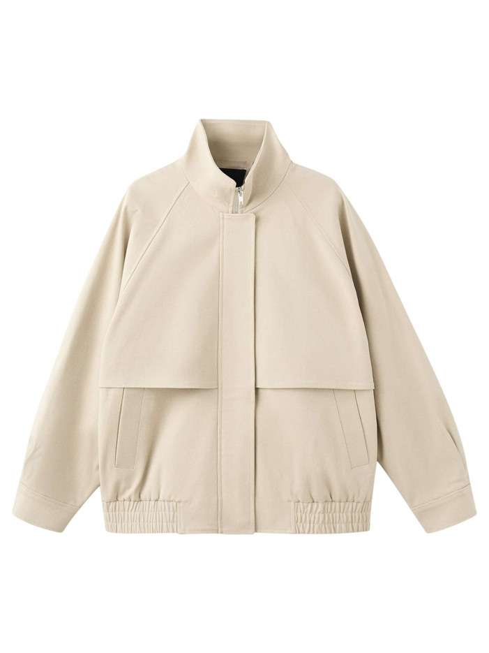 Blouson en coton beige uni...