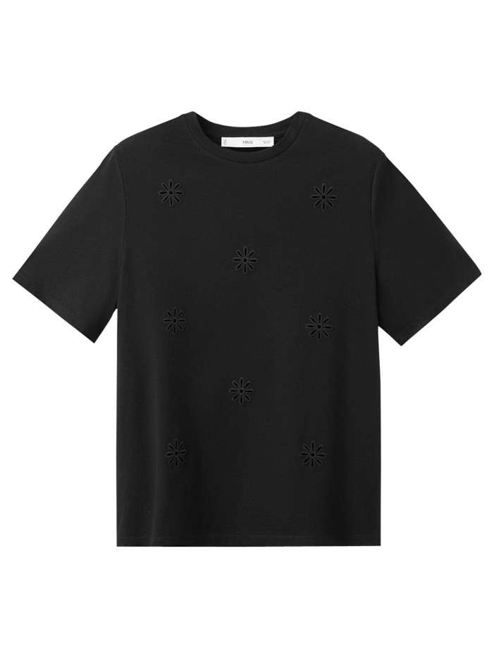 T-shirt en coton noir uni...