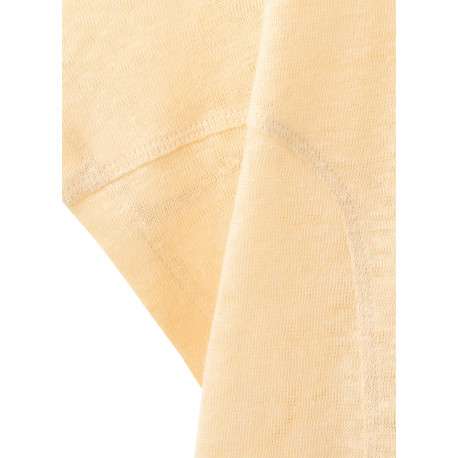 T-shirt en lin jaune uni pourvu d'une coupe droite et d'un col rond - Image 2