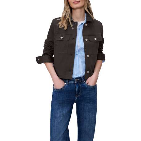 Veste en coton mélangé marron à coupe ajustée pourvue d'un col à revers - Image 4