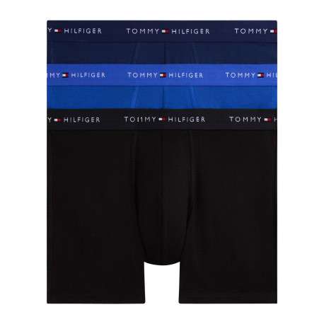 Lot de 3 boxers longs en coton multicolores unis pourvus d'une taille élastiquée