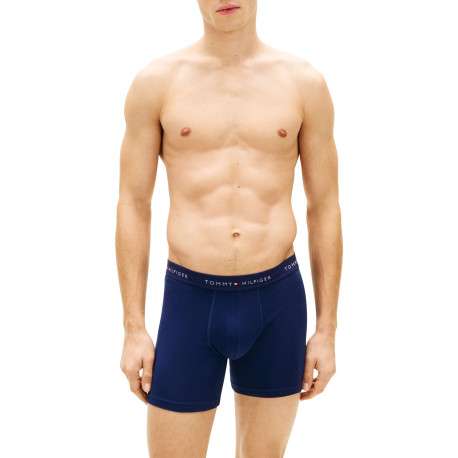Lot de 3 boxers longs en coton multicolores unis pourvus d'une taille élastiquée - Image 2
