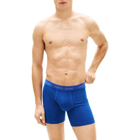 Lot de 3 boxers longs en coton multicolores unis pourvus d'une taille élastiquée - Image 3