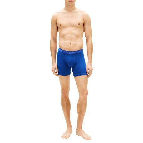 Lot de 3 boxers longs en coton multicolores unis pourvus d'une taille élastiquée - Image 4