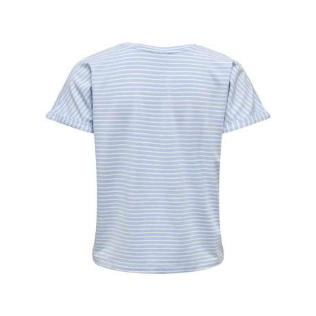 T-shirt bleu à coupe droite pourvu d'un col rond et de manches courtes - Image 2