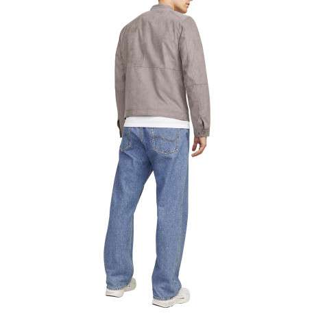 Veste perfecto taupe à coupe ajustée pourvue d'un col officier à pression - Image 4