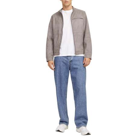 Veste perfecto taupe à coupe ajustée pourvue d'un col officier à pression - Image 5