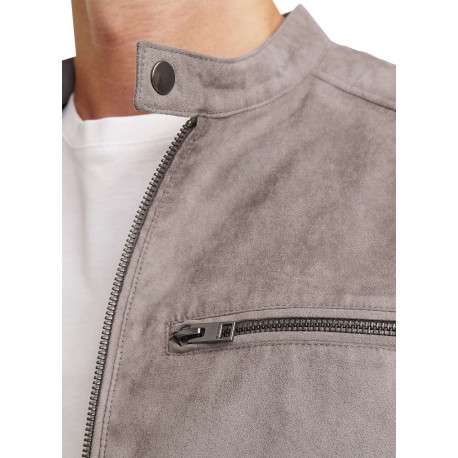 Veste perfecto taupe à coupe ajustée pourvue d'un col officier à pression - Image 7