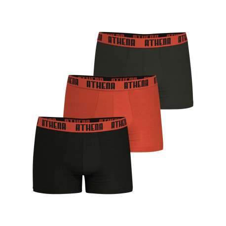 Lot de 3 boxers en coton multicolores unis pourvus d'une taille élastiquée