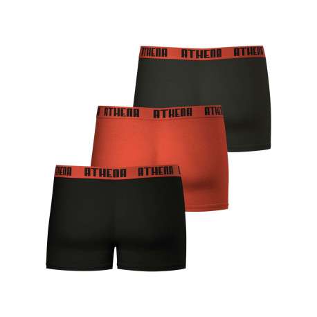 Lot de 3 boxers en coton multicolores unis pourvus d'une taille élastiquée - Image 2