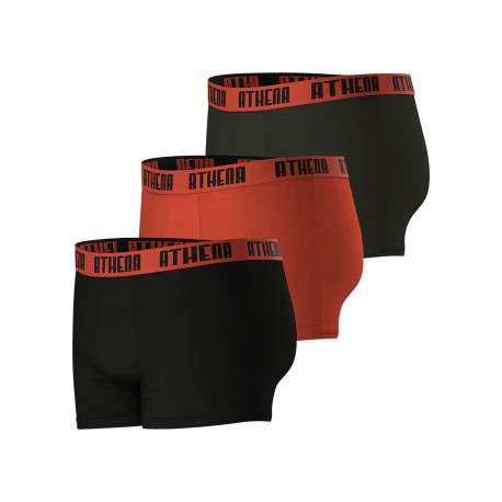 Lot de 3 boxers en coton multicolores unis pourvus d'une taille élastiquée - Image 3