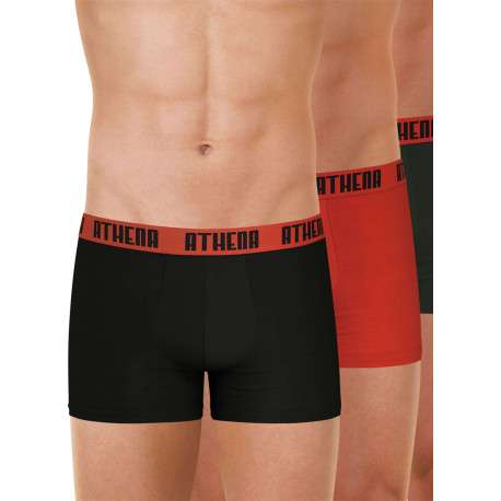 Lot de 3 boxers en coton multicolores unis pourvus d'une taille élastiquée - Image 4