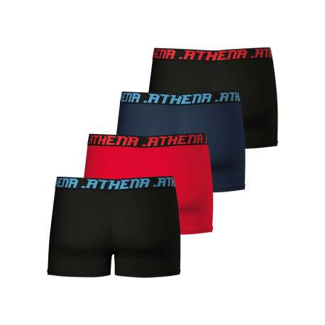Lot de 4 boxers en coton multicolores unis pourvus d'une taille élastiquée - Image 2