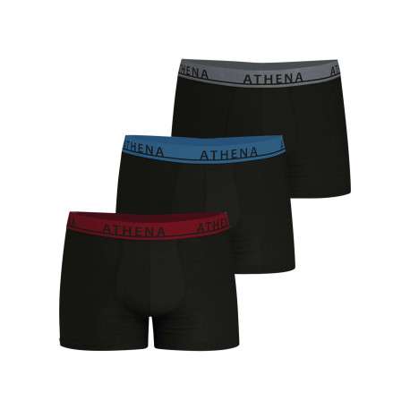 Lot de 3 boxers en coton noirs unis pourvus d'une taille élastiquée