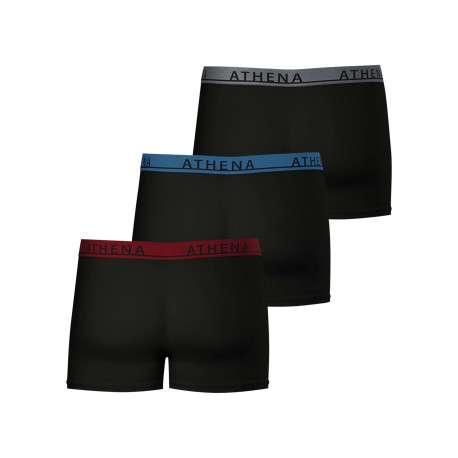 Lot de 3 boxers en coton noirs unis pourvus d'une taille élastiquée - Image 2