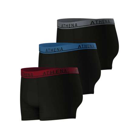 Lot de 3 boxers en coton noirs unis pourvus d'une taille élastiquée - Image 3