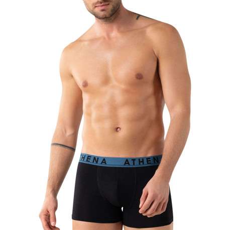 Lot de 3 boxers en coton noirs unis pourvus d'une taille élastiquée - Image 4