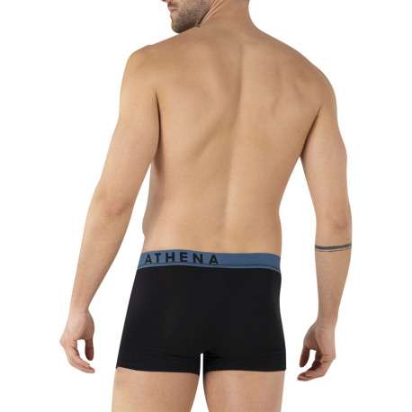Lot de 3 boxers en coton noirs unis pourvus d'une taille élastiquée - Image 5