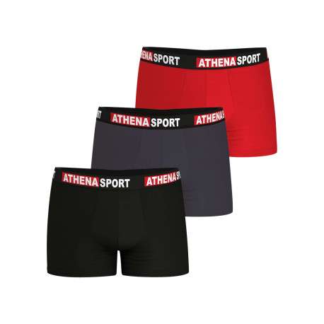 Lot de 3 boxers en coton multicolores unis avec le nom de la marque imprimé