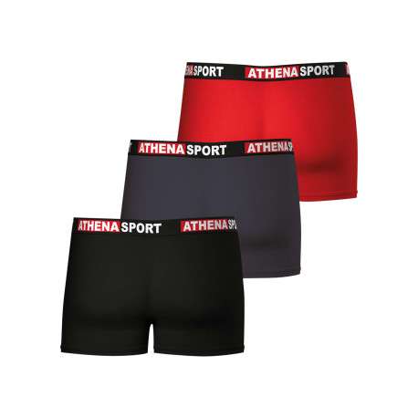 Lot de 3 boxers en coton multicolores unis avec le nom de la marque imprimé - Image 2