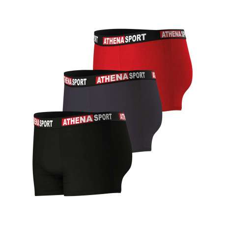 Lot de 3 boxers en coton multicolores unis avec le nom de la marque imprimé - Image 3