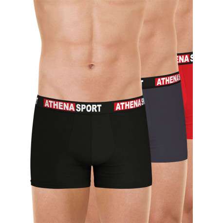 Lot de 3 boxers en coton multicolores unis avec le nom de la marque imprimé - Image 6