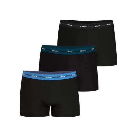Lot de 3 boxers en coton noirs unis avec le nom de la marque imprimé
